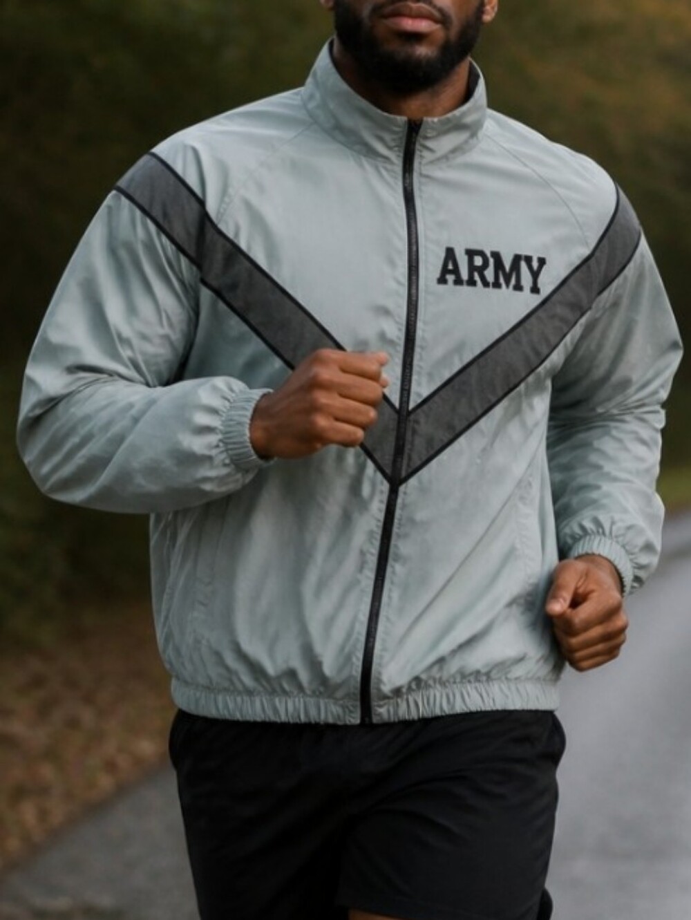 Army Windreaker Jacket Mens Size Large Long Gray